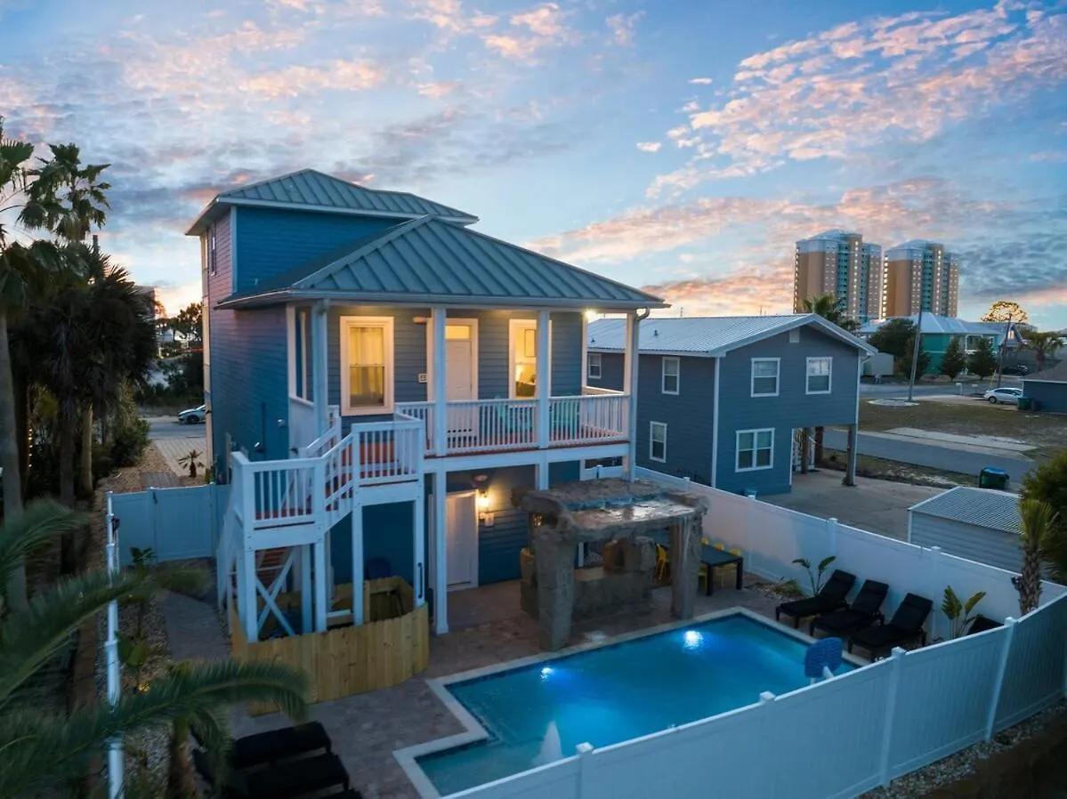 Soak And Sizzle! Pool Waterfall Games Grill Near Beach Panama City Beach