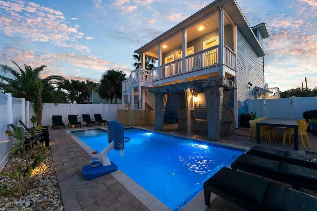 Soak And Sizzle! Pool Waterfall Games Grill Near Beach location